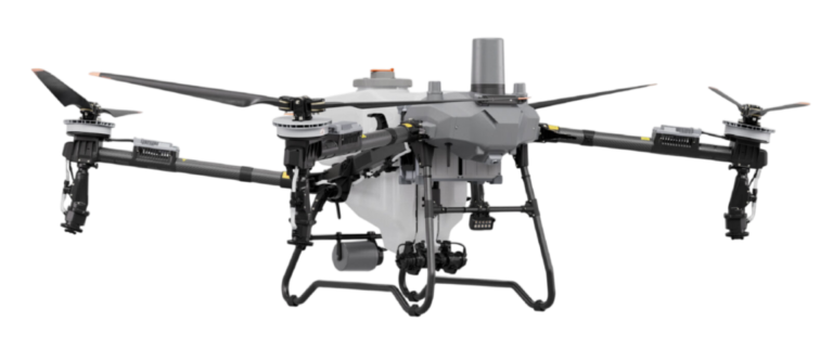DJI AGRAS 70 mostrando el lateral y con las aspas desplegadas